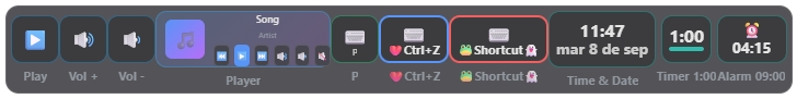 PinClip Dock v1.1.0 with media controls, shortcuts, clock, timer and alarm